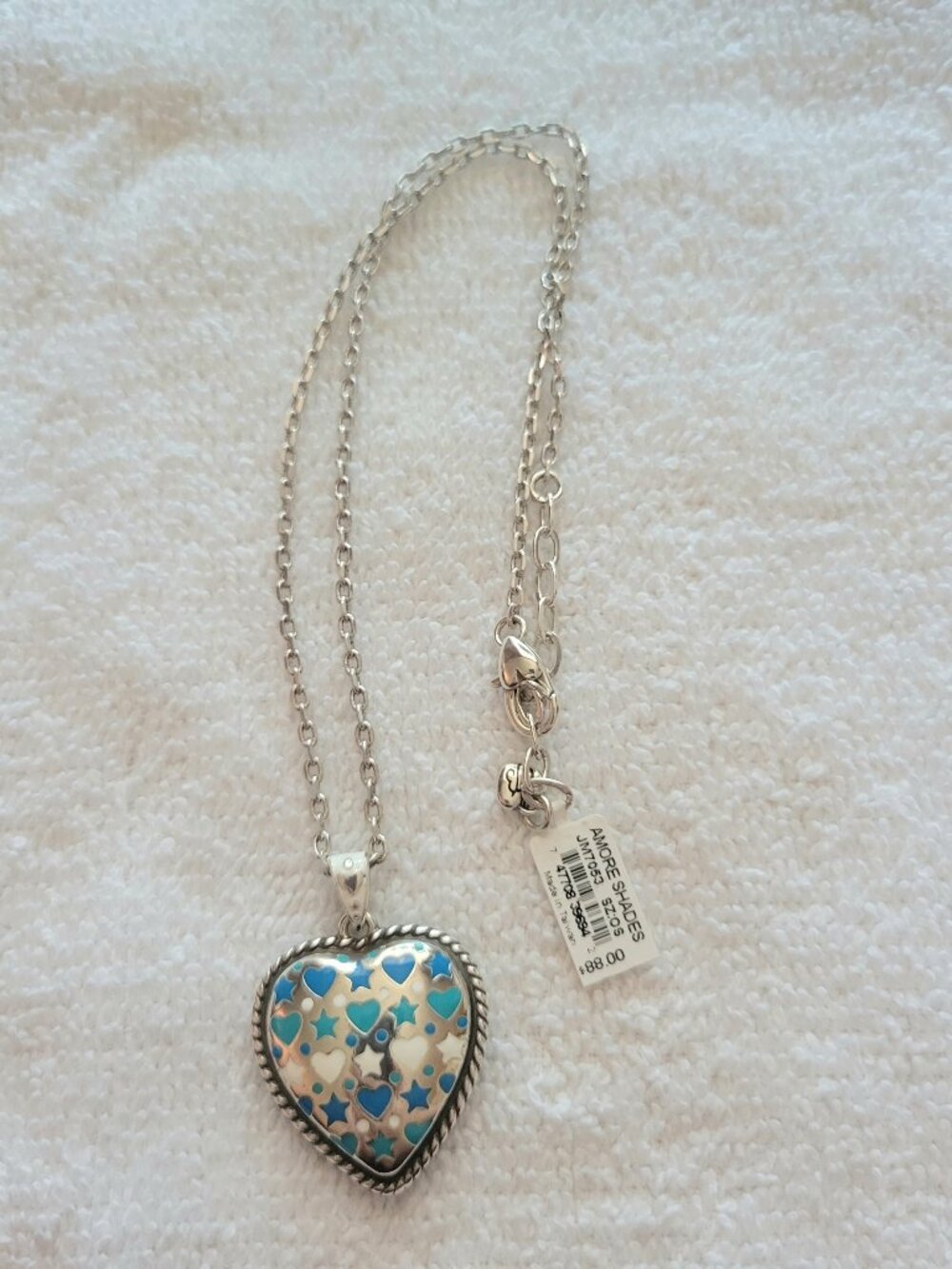 Brighton Amore Heart Necklace Blue/Silver/White New w/tags